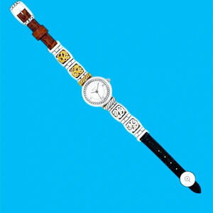 Brighton Camden 2-Tone Reversible Watch.  Black & Brown with new battery